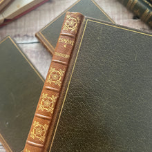 Load image into Gallery viewer, Set of 4 Antique Full Leather William Makepeace Thackeray Books with Floral Spines
