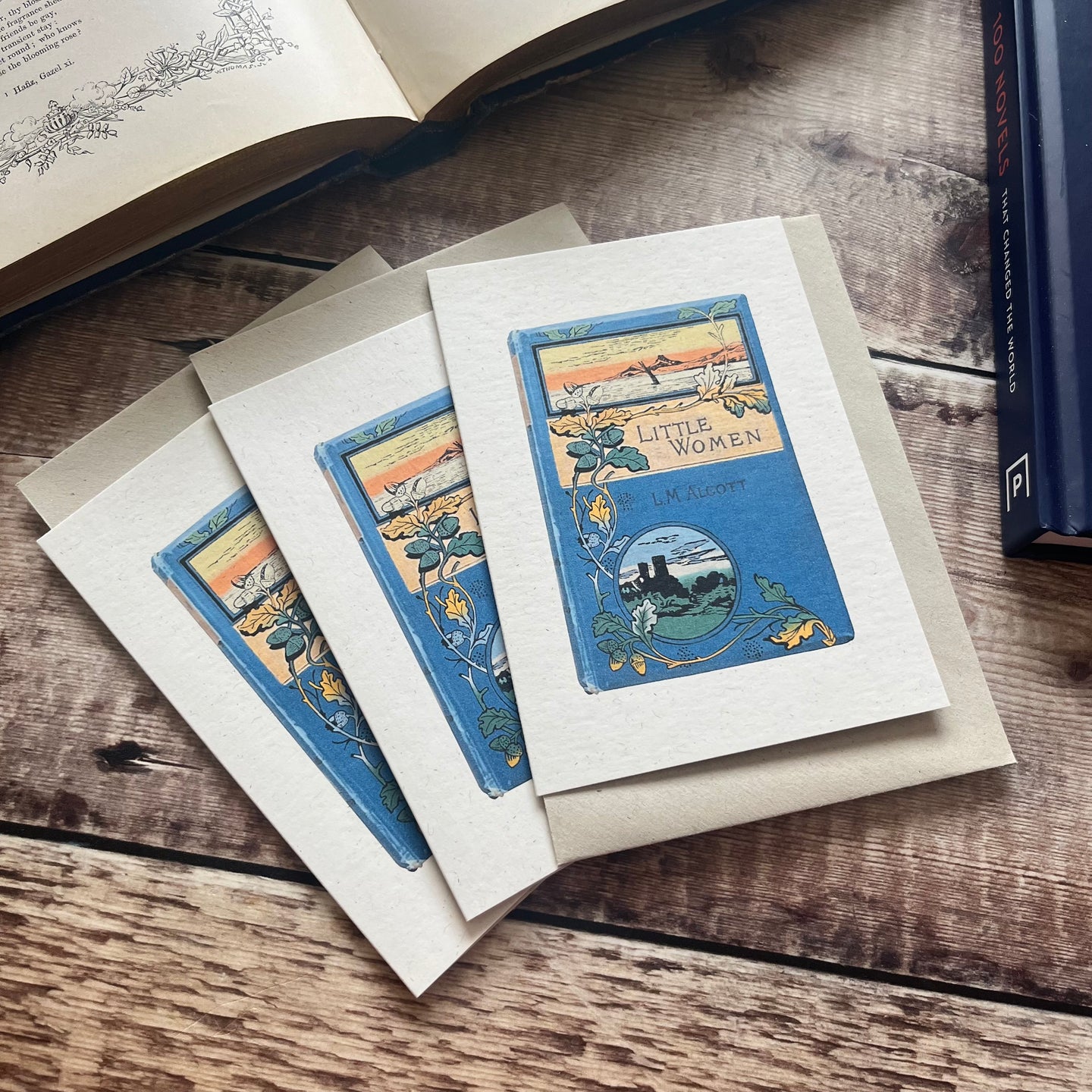 Pack of 3 Beautiful Little Women Cards...Digital Design of Antique Book...Louisa May Alcott