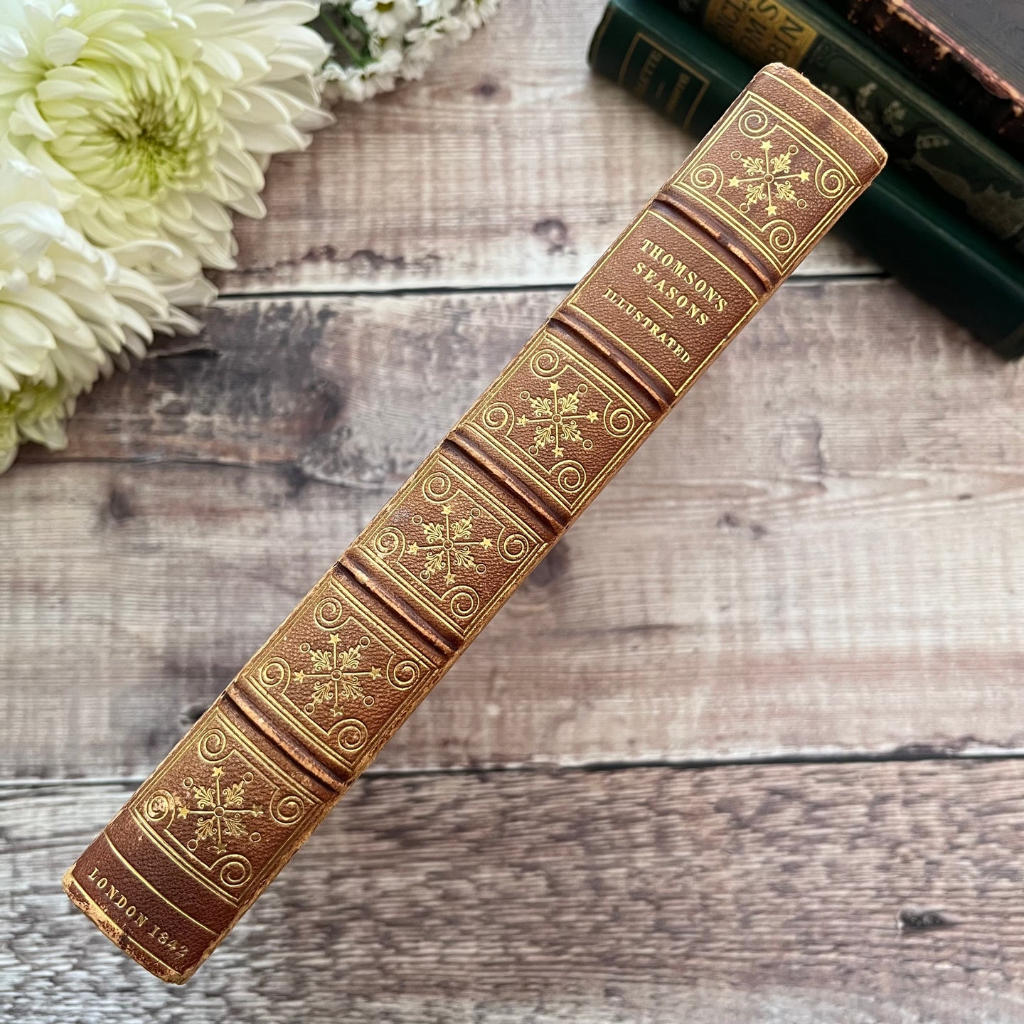 1842 The Seasons by James Thomson Full Leather Binding Victorian Book