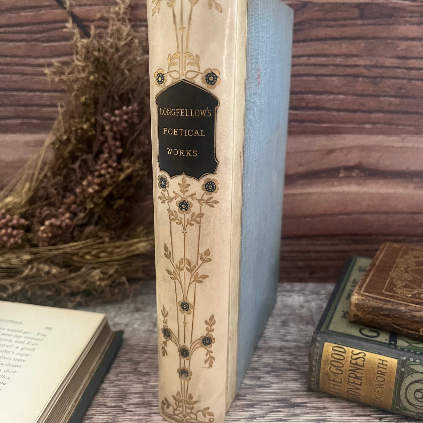 The Poetical Works of Longfellow Beautiful Quarter Vellum Binding