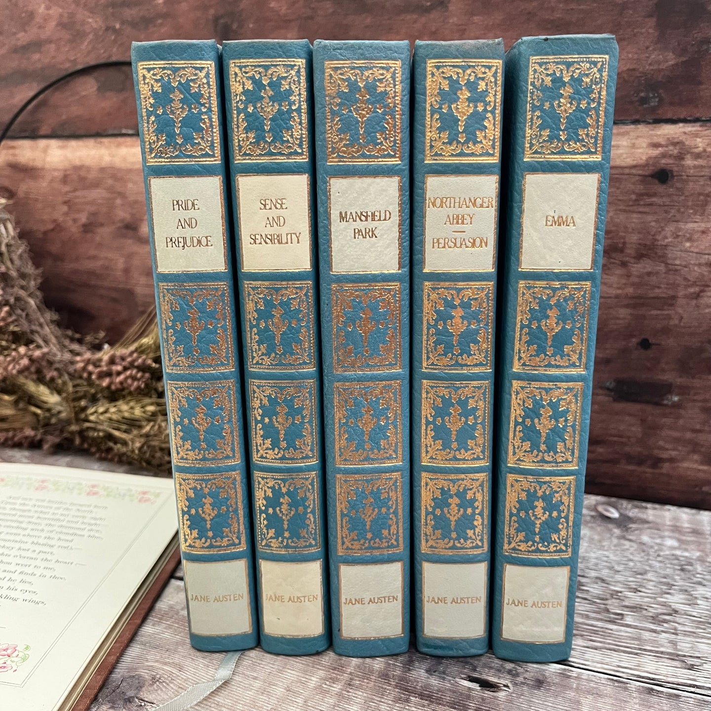 The Novels of Jane Austen Full Lambskin Luxury Binding 23ct Gold Beautiful Book Set