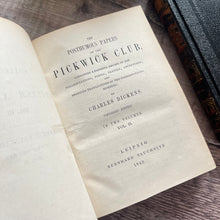 Load image into Gallery viewer, 1842 The Pickwick Papers by Charles Dickens Rebound Two Volume Books
