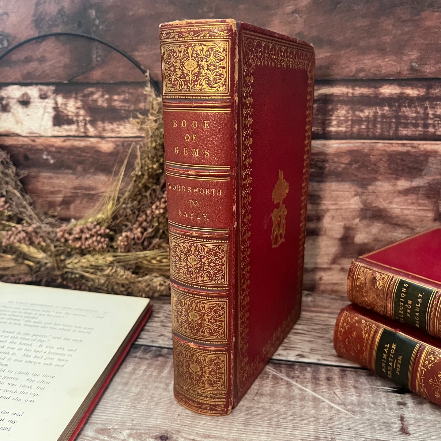 1853 The Book of Gems Modern Poets and Artists Poetry Full Leather Book